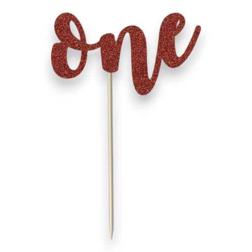 Picture of ONE CAKE TOPPER RED GLITTER